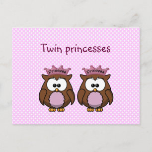 twin owl princesses postcard