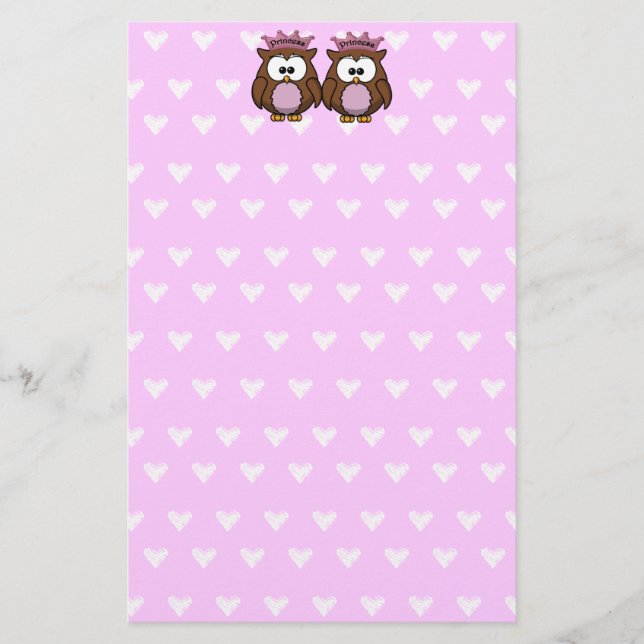 twin owl princesses stationery (Front)