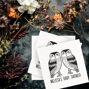 Twin Owls Cute Simple Chic CUSTOM  Napkin