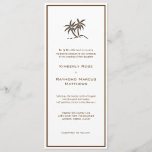 Twin Palm Trees Tropical Brown Wedding Invitation