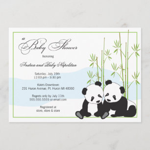 Twin Pandas   Baby Shower Invitations