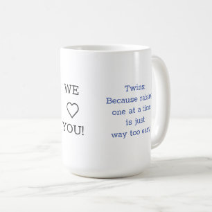 Twin Parents Gift: We Love You Mug, 2 Boys, Coffee Mug
