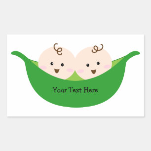 Twin Pea Pods (customisable) Rectangular Sticker