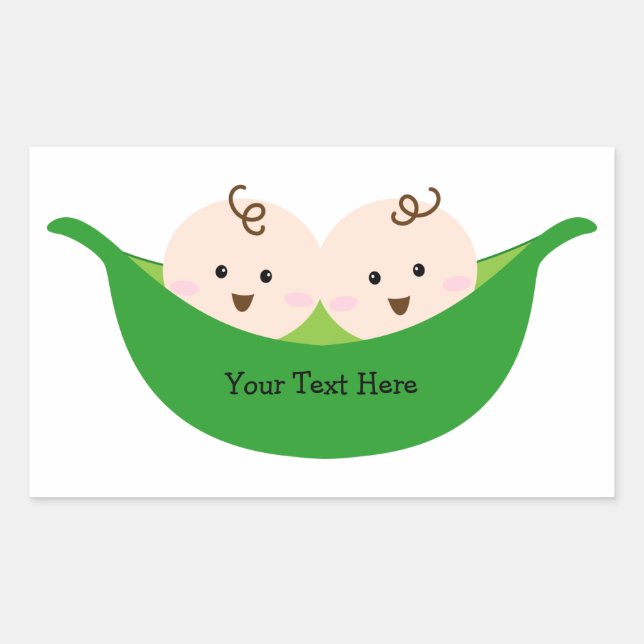 Twin Pea Pods (customisable) Rectangular Sticker (Front)