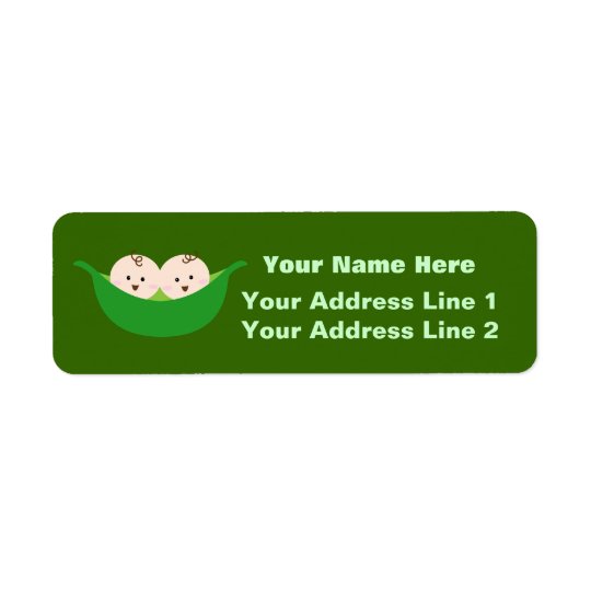 Twin Pea Pods (customisable) Return Address Label