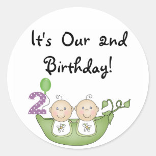 Twin Peas in a Pod 2nd Birthday T-shirts and Gifts Classic Round Sticker