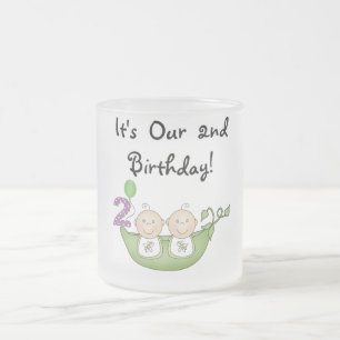 Twin Peas in a Pod 2nd Birthday T-shirts and Gifts Frosted Glass Coffee Mug