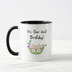 Twin Peas in a Pod 2nd Birthday T-shirts and Gifts Mug