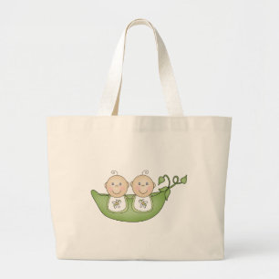 Twin Peas in a Pod Large Tote Bag