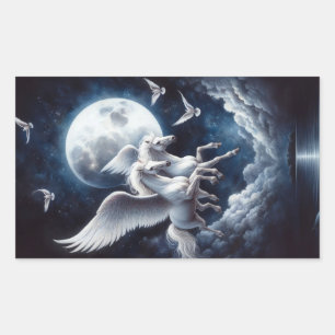 Twin Pegasus Flying Out From a Cloud Rectangular Sticker