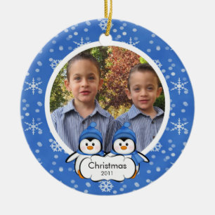 Twin penguins photo Christmas Ornaments