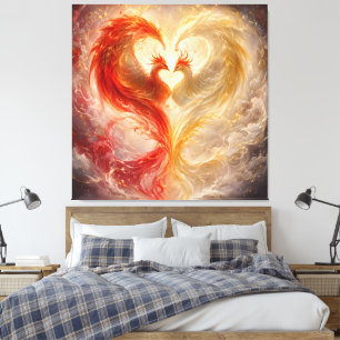 Twin Phoenix Heart of Eternal Love Canvas Print