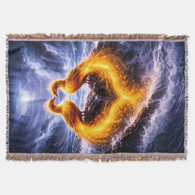 Twin Phoenixes of Eternal Light Throw Blanket (Front)