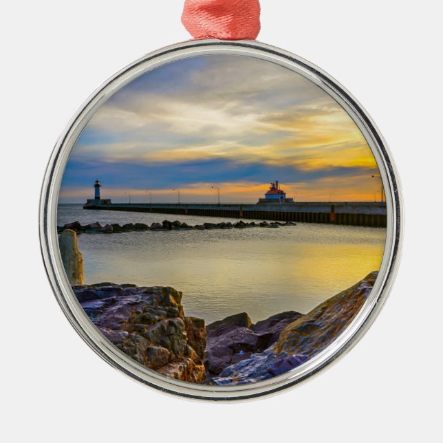 Twin Pier Morning Metal Tree Decoration (Front)