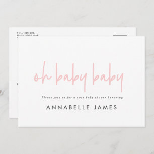twin pink girly modern typography contemporary invitation