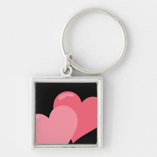 Twin Pink Hearts Key Ring (Front)