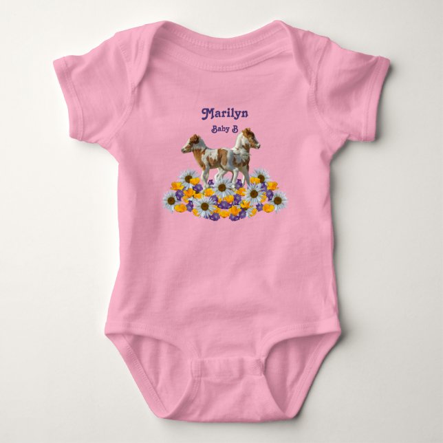 Twin Ponies Baby B with Name Bodysuit (Front)