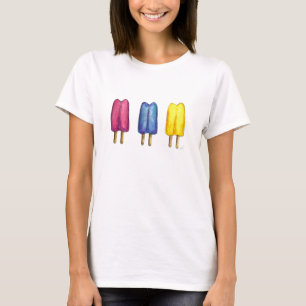 Twin Pop Frozen Popsicles Ice Lolly Yellow Blue T-Shirt