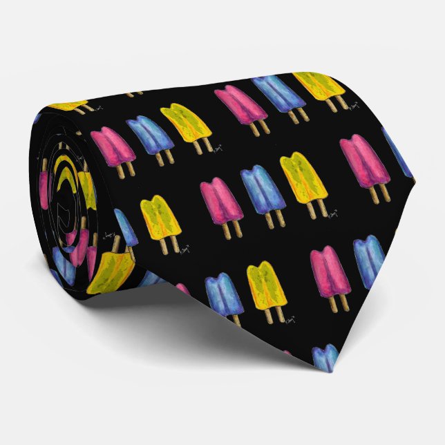 Twin Pop Watercolor Popsicle Summer Ice Lolly Tie (Rolled)