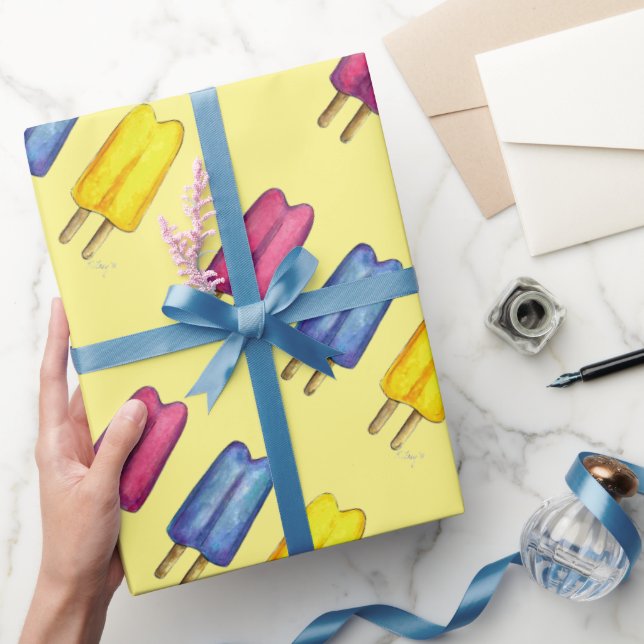 Twin Pops Popsicles Ice Lolly Lollies Summertime  Wrapping Paper (Gifting)