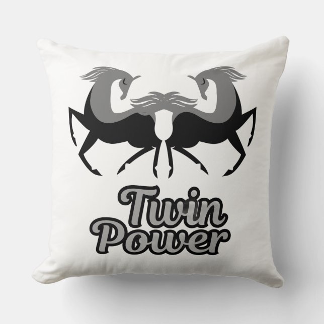 Twin Power Strength Throw Pillow (Front)