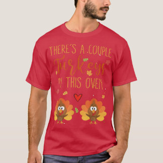 Twin Pregnancy Announcement Baby Reveal Thanksgivi T-Shirt