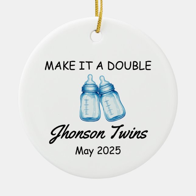 Twin Pregnancy Announcement Ornament (Front)
