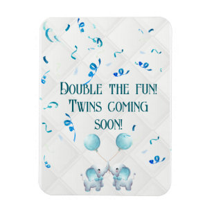 Twin Pregnancy Double the Fun Announcement Magnet