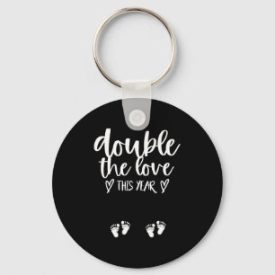 Twin Pregnancy Valentines Day Baby Announcement Key Ring