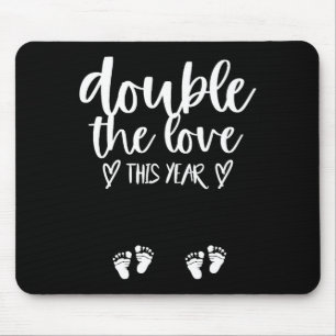 Twin Pregnancy Valentines Day Baby Announcement  Mouse Mat