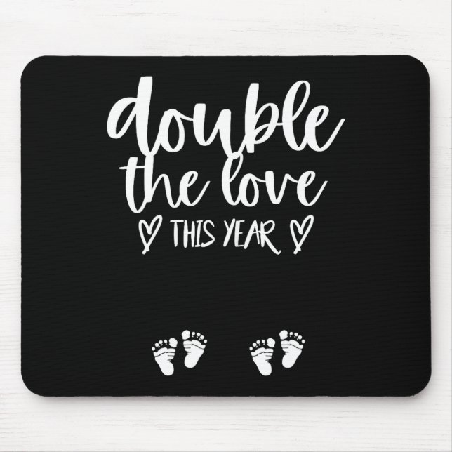Twin Pregnancy Valentines Day Baby Announcement  Mouse Mat (Front)