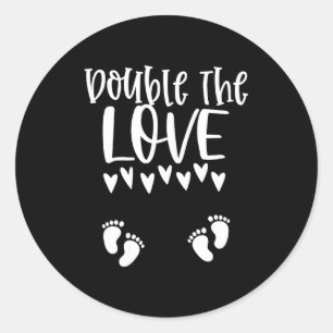 Twin Pregnancy Valentines Day Pregnant Mom Baby An Classic Round Sticker