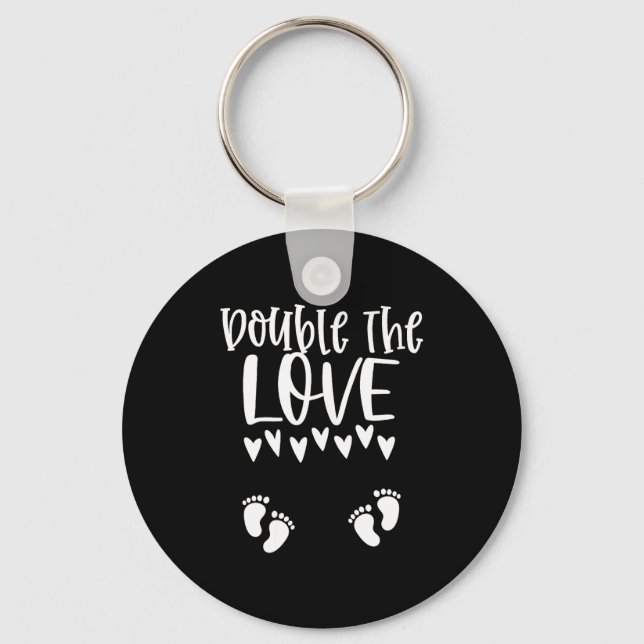 Twin Pregnancy Valentines Day Pregnant Mom Baby An Key Ring (Front)