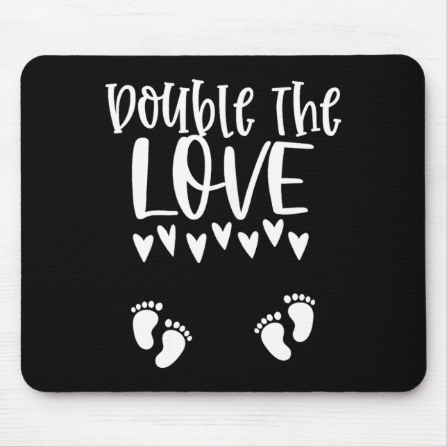 Twin Pregnancy Valentines Day Pregnant Mom Baby An Mouse Mat (Front)