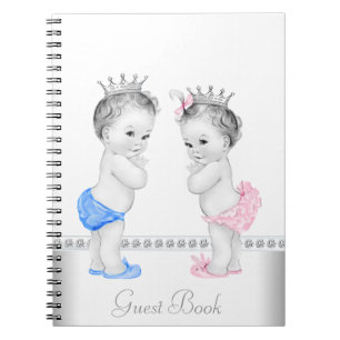 Twin Prince and Princess Baby Shower Guest Book