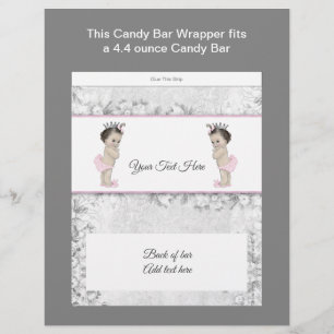 Twin Princess Baby Shower Candy Bar Wrapper