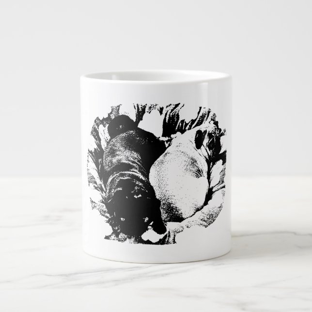Twin Pugs in Clean Form Large Coffee Mug (Front)