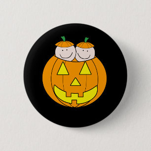 Twin Pumpkin Babies Graphic 6 Cm Round Badge