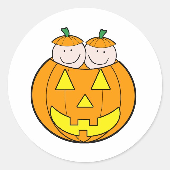 Twin Pumpkin Babies Graphic Classic Round Sticker (Front)