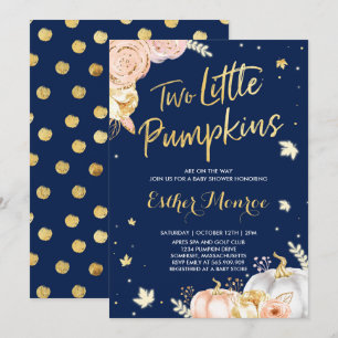 Twin Pumpkin Baby Shower Invitation Pink And Gold