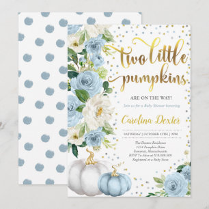 Twin Pumpkin Baby Shower Invitation Twin Boys Fall