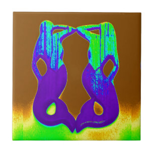 twin purple mermaids tile