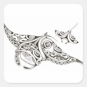 twin rays manta-rays square sticker