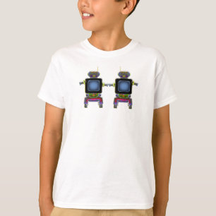 twin robots in neon colours T-Shirt