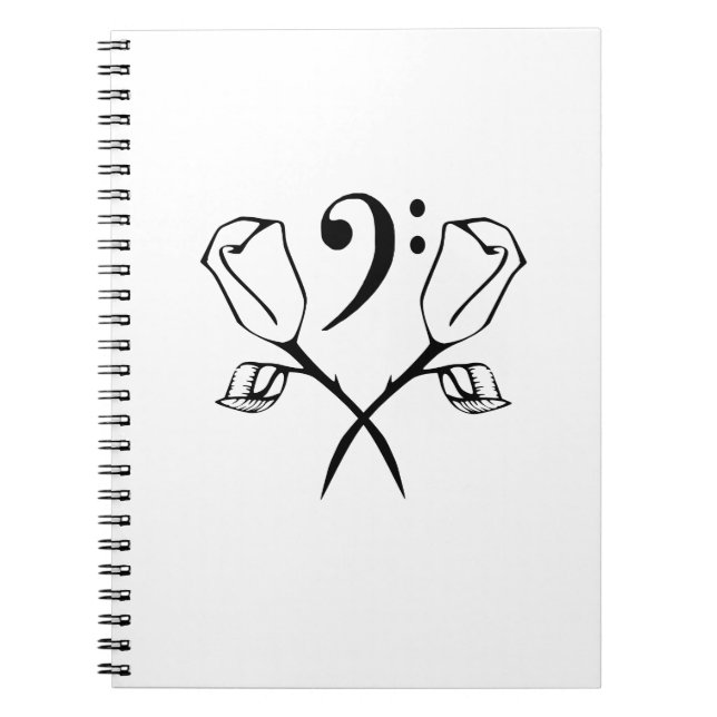 Twin Rose above Bass Clef Notebook (Front)