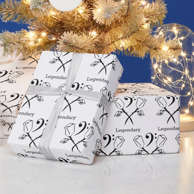 Twin Rose with a Bass Clef Wrapping Paper (Holidays)