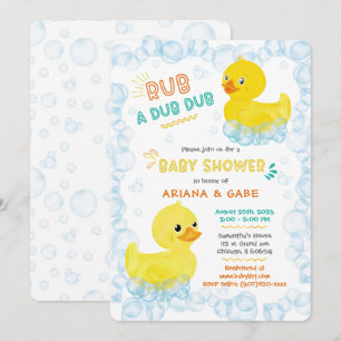 Twin Rubber Duck Baby Shower Invitation