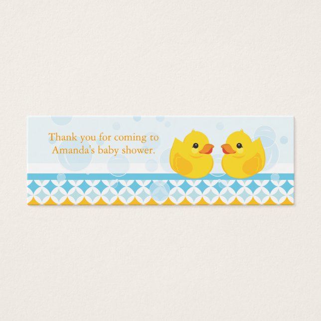 Twin Rubber Duckies Baby Shower Favour Tag (Front)