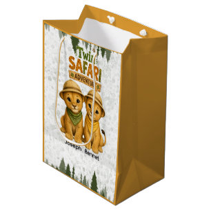 Twin Safari Adventures Boys Birthday Party Medium Gift Bag