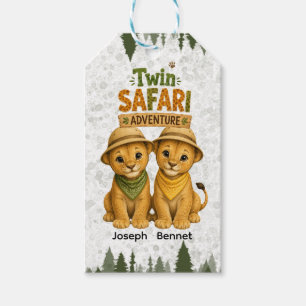 Twin Safari Adventures Boys Birthday Party Thank U Gift Tags